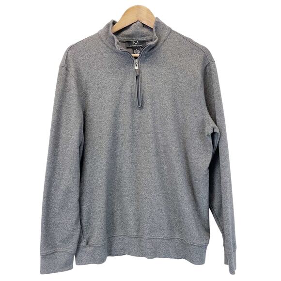 Magaschoni Sweater Mens Medium 1/4‎ Zip Mock Neck Gray Minimalist Classic Dad - Picture 1 of 6